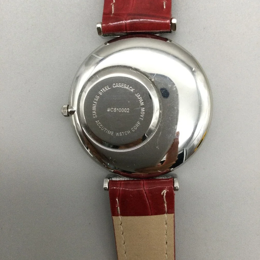 Accutime Watch Women 40mm Silver Tone MOP Dial Floating Crystals New Battery